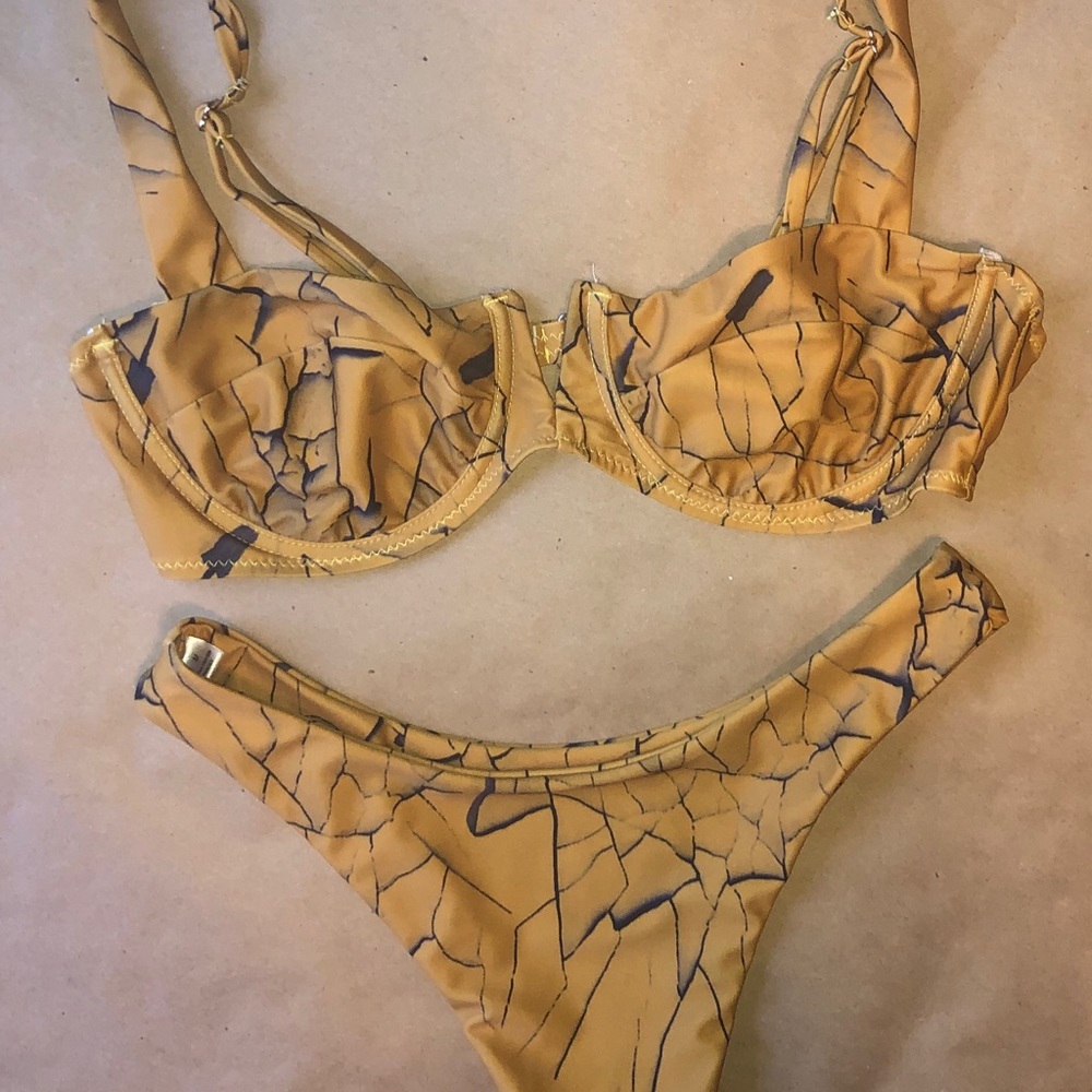 Safari Gold Tone Two-Piece Swimsuit
